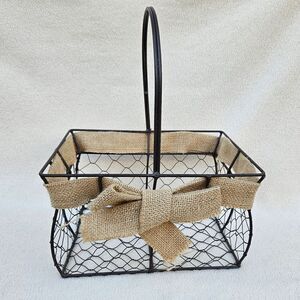 Large Bronze Metal Basket With Handle